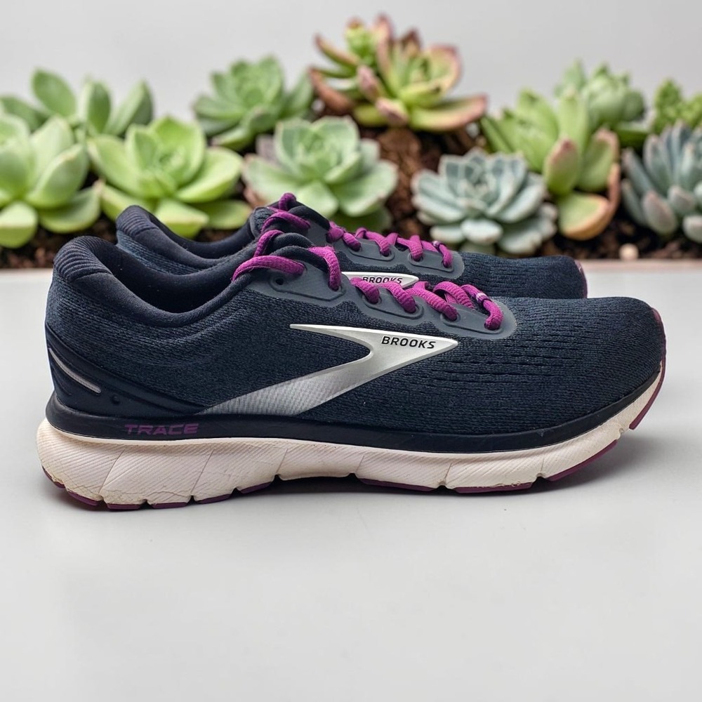 Brooks Trace Womens‎ Running Shoes Black Purple Silver 1203511B021 Size 8.5 B